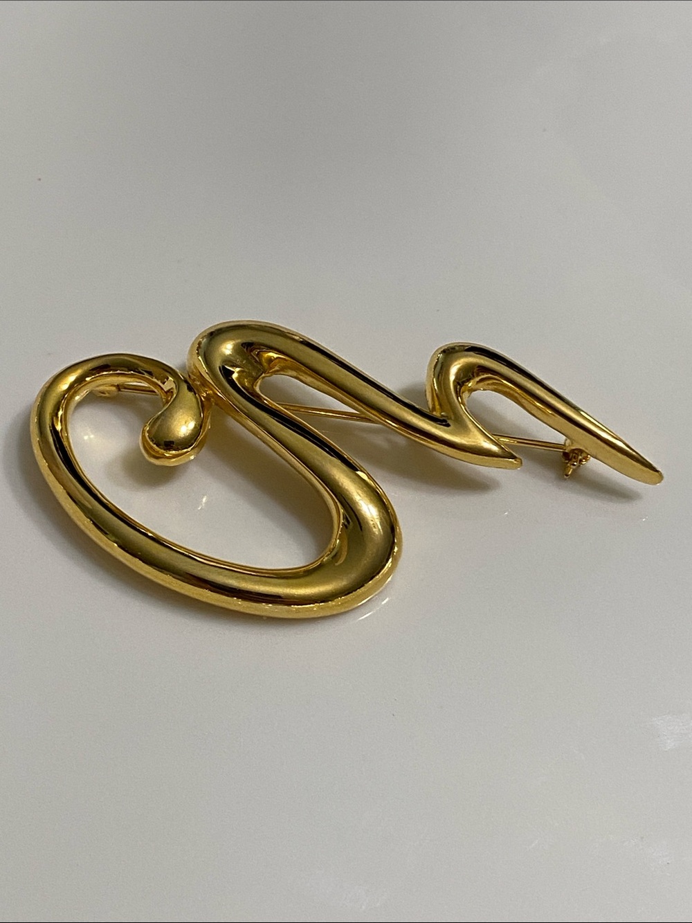 M JENT Gold-Tone Sculptural Swirl Brooch